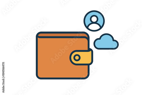 Digital wallet icon representing personal financial data storage and cloud synchronization services