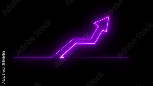 Arrow business graph icon animation. Neon glowing business growth chart animation.