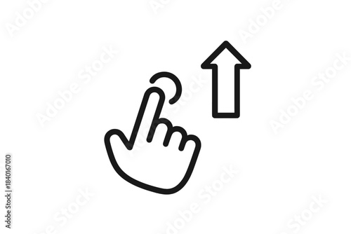 Hand gesture icon showing a finger swiping up motion for scrolling or navigating user interfaces
