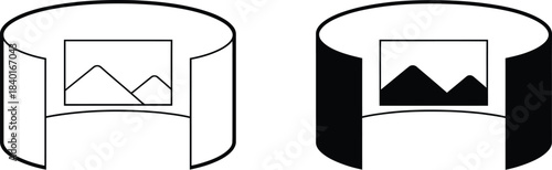 Icon comparison Line art landscape vs