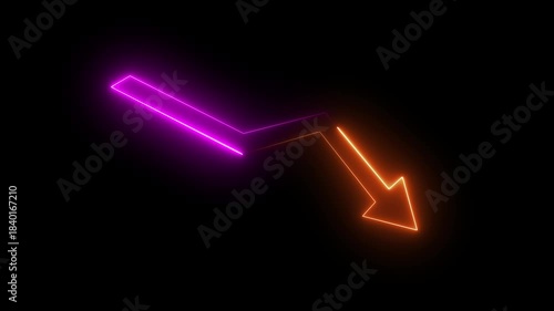 Arrow business graph icon animation. Neon glowing business growth chart animation.