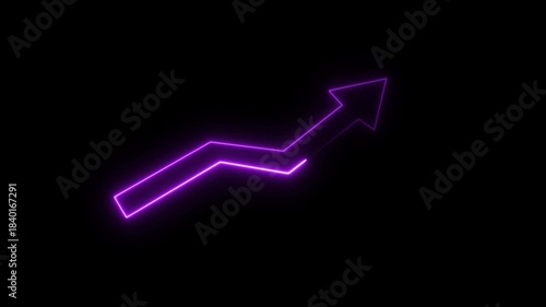 Arrow business graph icon animation. Neon glowing business growth chart animation.
