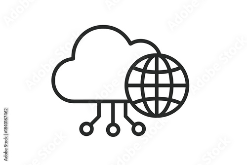 Global cloud computing network connection icon symbolizing worldwide data storage and internet technology