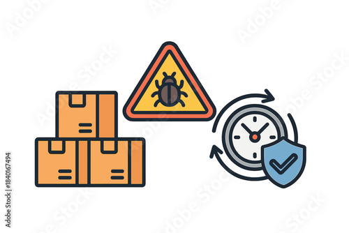 Logistics Risk Management Icons for Pest Control Warning and Timely Security Protection