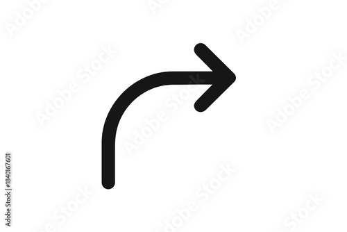 Curved arrow pointing right indicating navigation direction or turn signal symbol