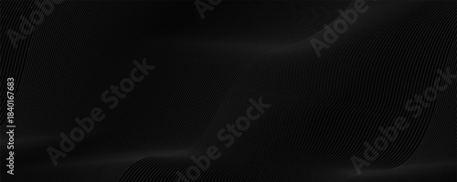 Black abstract background design. Modern wavy line pattern in monochrome colors. Premium stripe texture for banner, business backdrop. simple design, poster,