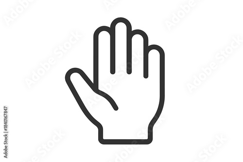 Minimalist outline of an open hand gesture symbolizing stop or halt command