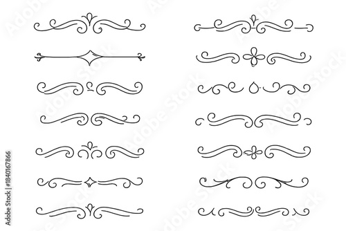 Collection of vintage hand drawn ornamental text dividers and page separators