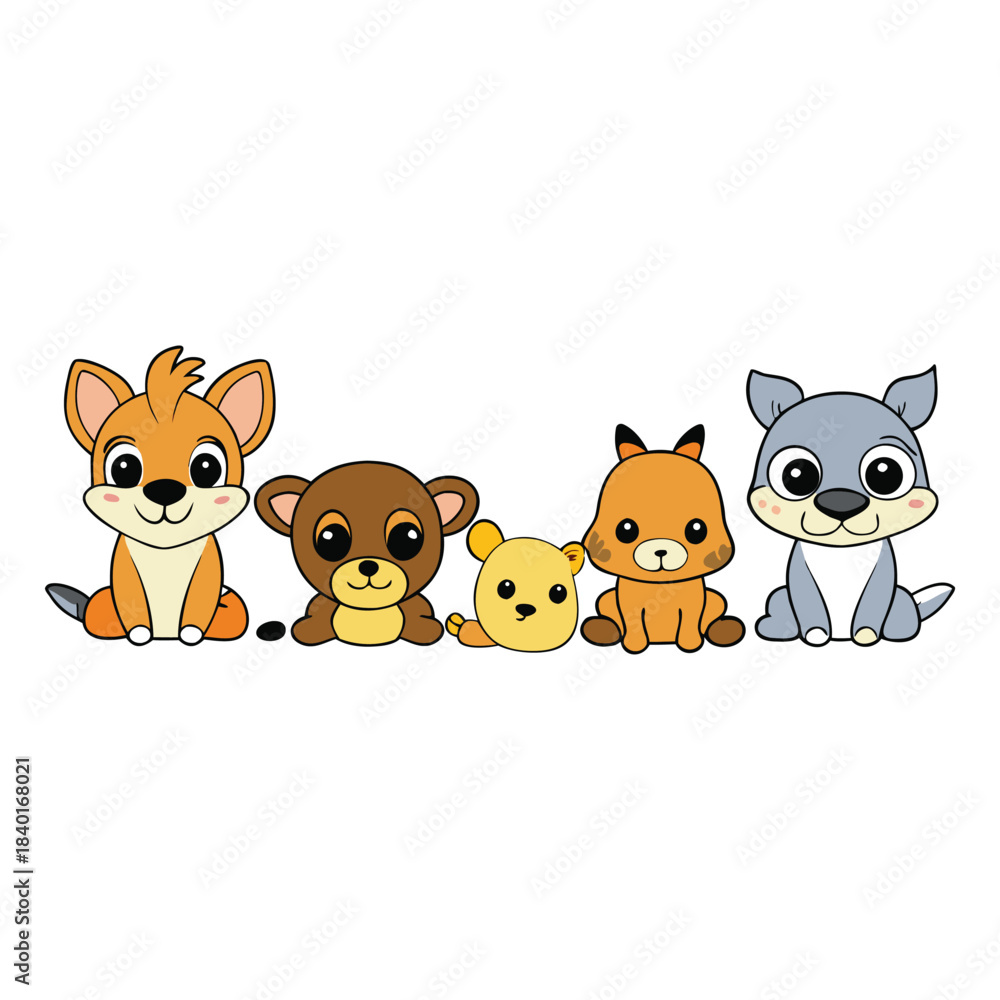Fototapeta premium A sweet background filled with cute baby animals, soft colors, and playful details, creating an adorable and heartwarming scene perfect for children’s themes.