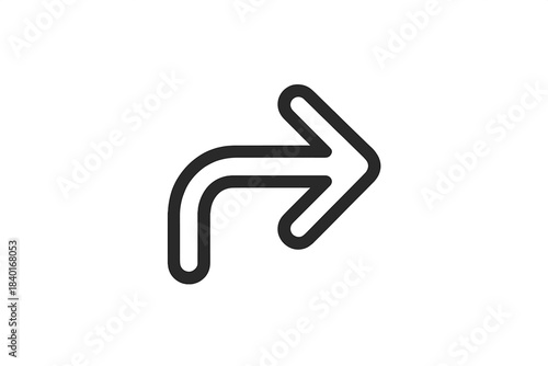 Simple curved arrow graphic design element for navigation and redirection