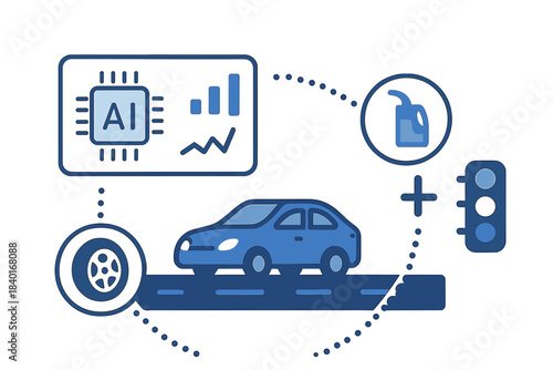 Smart vehicle technology integrating diagnostics, fuel efficiency, and traffic management