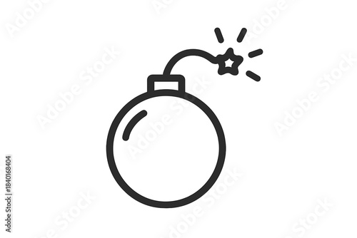 Outline drawing of a spherical explosive device with a short fuse sparking brightly
