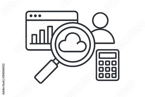 Cloud computing data analysis and financial calculation with user profile metrics