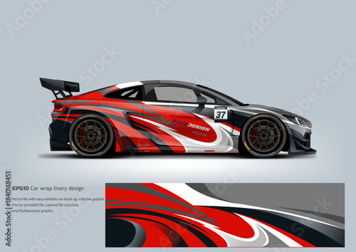 Modern   Racing Car Wrap Livery Design – Sport Car Side View Vector
