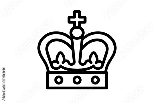 Simple black line art royal crown symbolizing monarchy power and authority