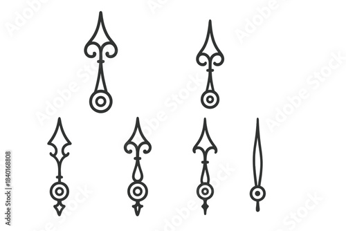 Ornamental antique clock hands and pointers for vintage timepiece design
