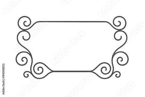 Ornate rectangular frame with elegant scrollwork and decorative vintage wrought iron style border design
