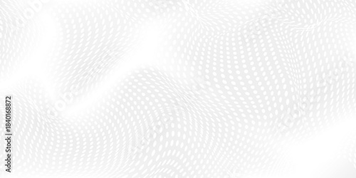 Dot white gray wave light technology texture background. Abstract big data digital concept. 3d rendering.