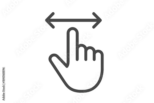 Hand performing a horizontal drag or scroll gesture on a digital device screen