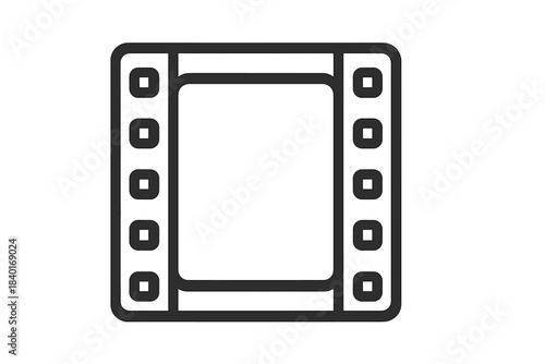 Simple outline movie film frame symbol representing cinema and video production