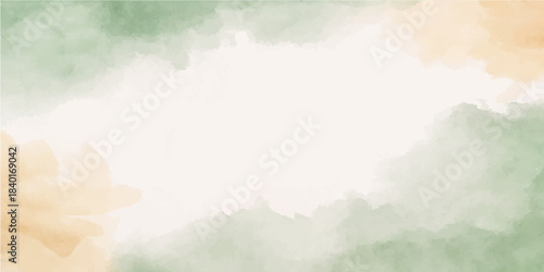 Vintage blue watercolor abstract sky with clouds and grunge paper texture