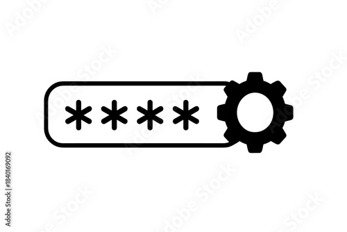 Password input field with hidden characters and configuration gear symbol for security settings