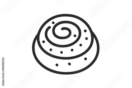 Simple black line art drawing of a sweet cinnamon roll pastry bun dessert