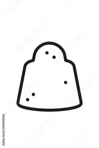 Minimal black and white line drawing of a sweet dessert jelly or pudding mound