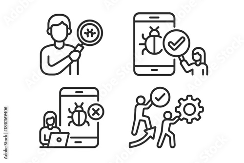 Debugging and quality control symbols for software and mobile application maintenance