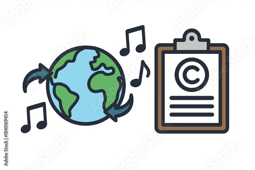Global distribution of musical content protected by intellectual property and copyright