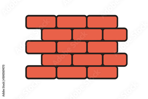 Stylized red brick wall section featuring dark mortar lines and rounded corners