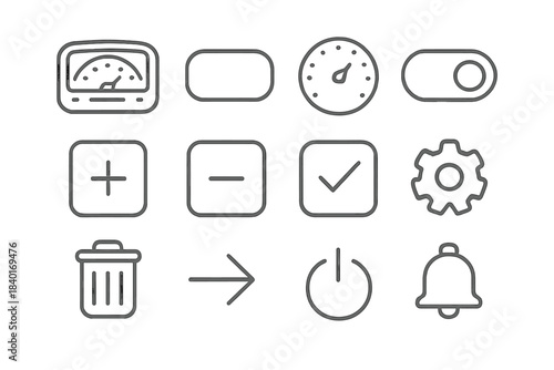 Essential outline icons set for user interface and web application design