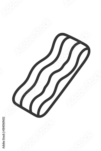 Simple black wavy strip of bacon or pork belly meat for breakfast food