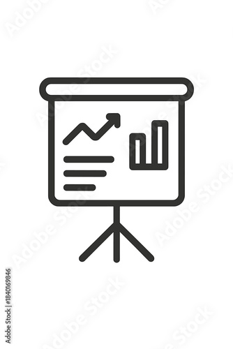 Presentation board displaying financial growth charts and statistical data for business analysis