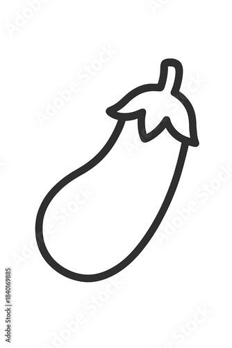 Simple black outline of a fresh eggplant vegetable for healthy eating and cooking concepts