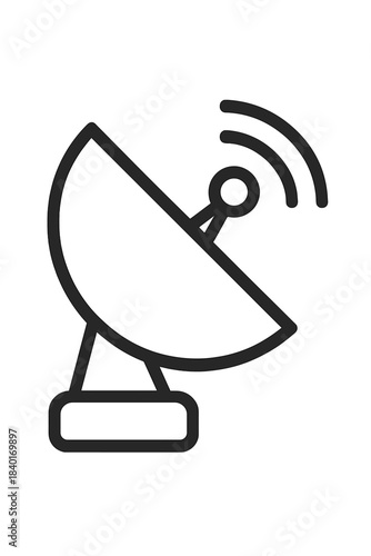 Parabolic antenna broadcasting radio waves for global data transmission and connectivity