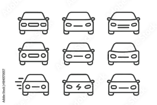Various automobile front view concepts for transportation and electric mobility