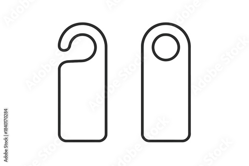 Two blank door hanger templates in outline style for hotel room privacy signs or custom messages