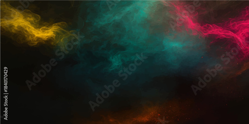 Abstract colorful background with smoke and light texture in dark blue and red space