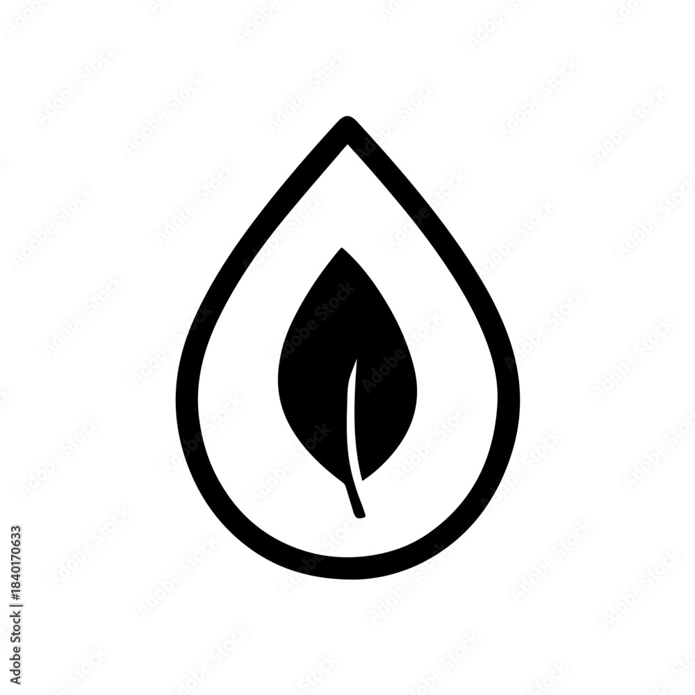 Fototapeta premium Water Droplet with Leaf Icon Vector
