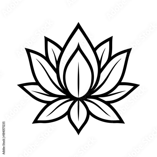 Minimalist Lotus Flower Line Art Vector