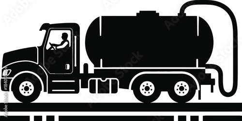 Tanker truck silhouette industrial transport illustration