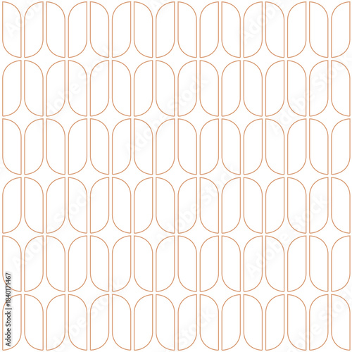 White airy geometric pattern with repeating rounded arch fine lines. Minimal abstract design elements in warm terracotta tone. Interior decor, textiles, branding backgrounds, and packaging. Vector