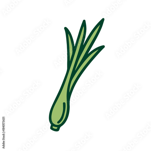 Minimalist Green Onion Vector Illustration