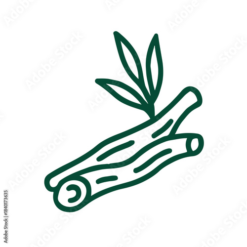 Minimalist Log and Leaf Line Illustration