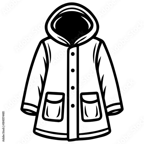 winter Hooded Coat Silhouette Vector Illustration