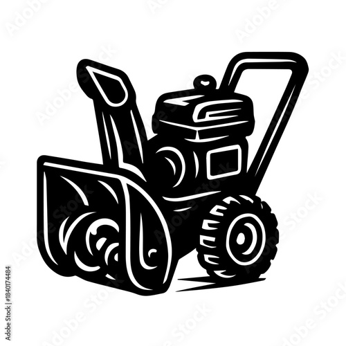 Snow Blower Silhouette Vector Illustration