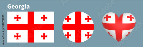 set of Georgia flag icon vector sign illustration