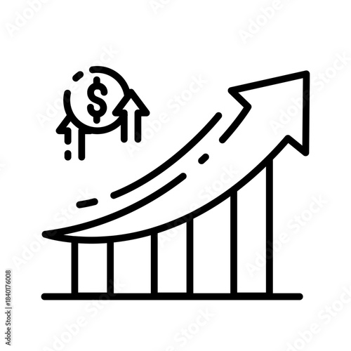 Financial Success and Money Growth Line Icon