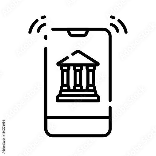 Mobile Banking App Line Icon